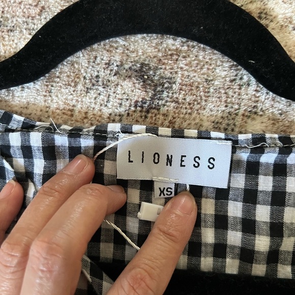 Lioness Women Esmeralda Wrap Top Gingham Black White Check Front Tie XS Stylish - Picture 9 of 15